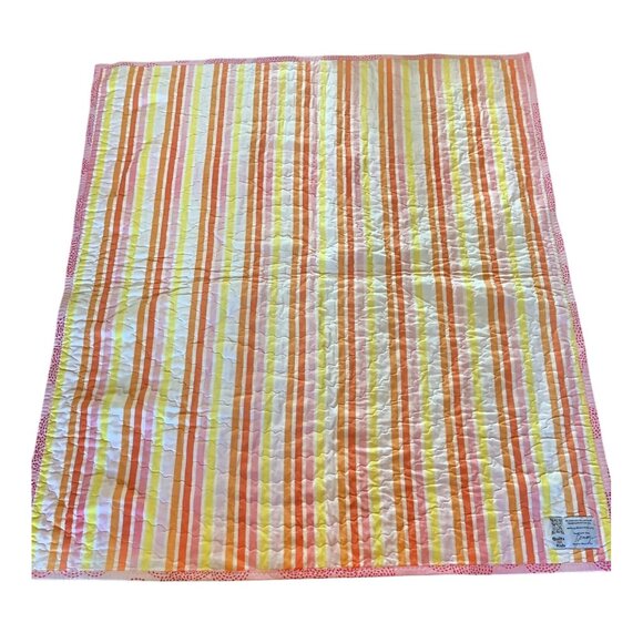 Handmade Patchwork Quilt Pink Polka Dot Design Multicolor Patterns 41.5"X 35.25" - Picture 8 of 9